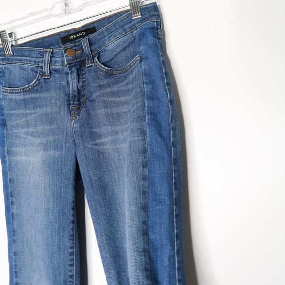 J Brand Jeans Size 26 Womens Blue Bliss Contrast Patchwork Stripe Flare 90's Y2K - Picture 8 of 12
